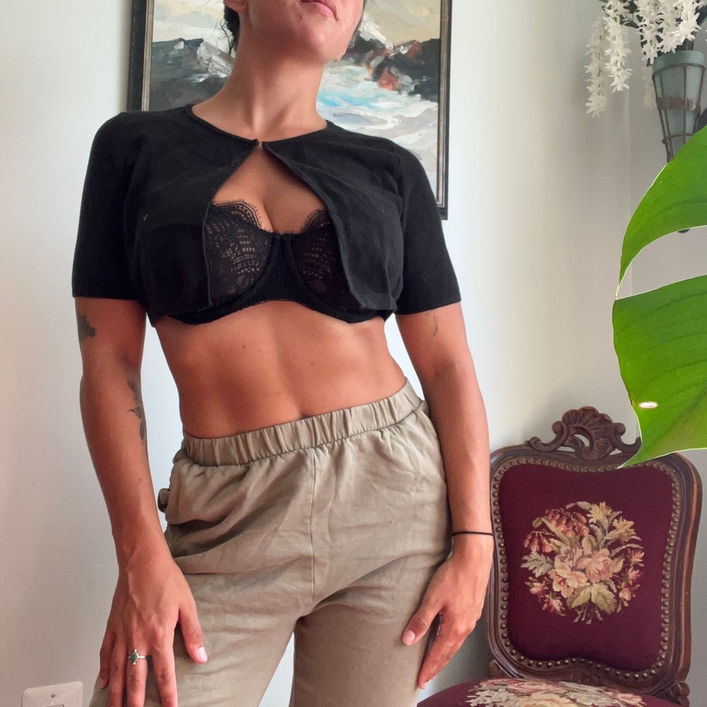 90s Crop Open Sweater Top